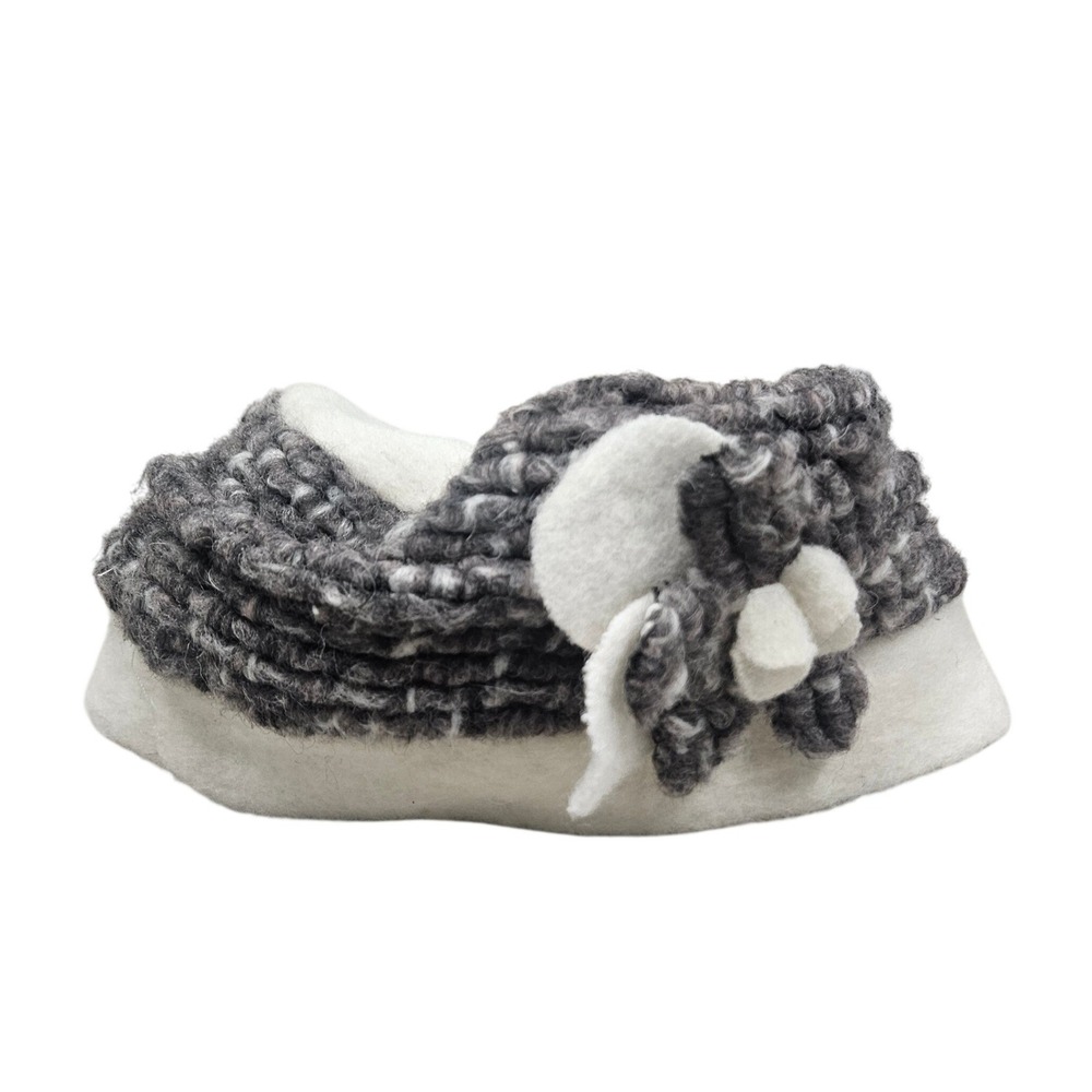 Lafenice Wool Blend Pillbox Hat Womans Gray White Floral Accent Italy Chic Retro